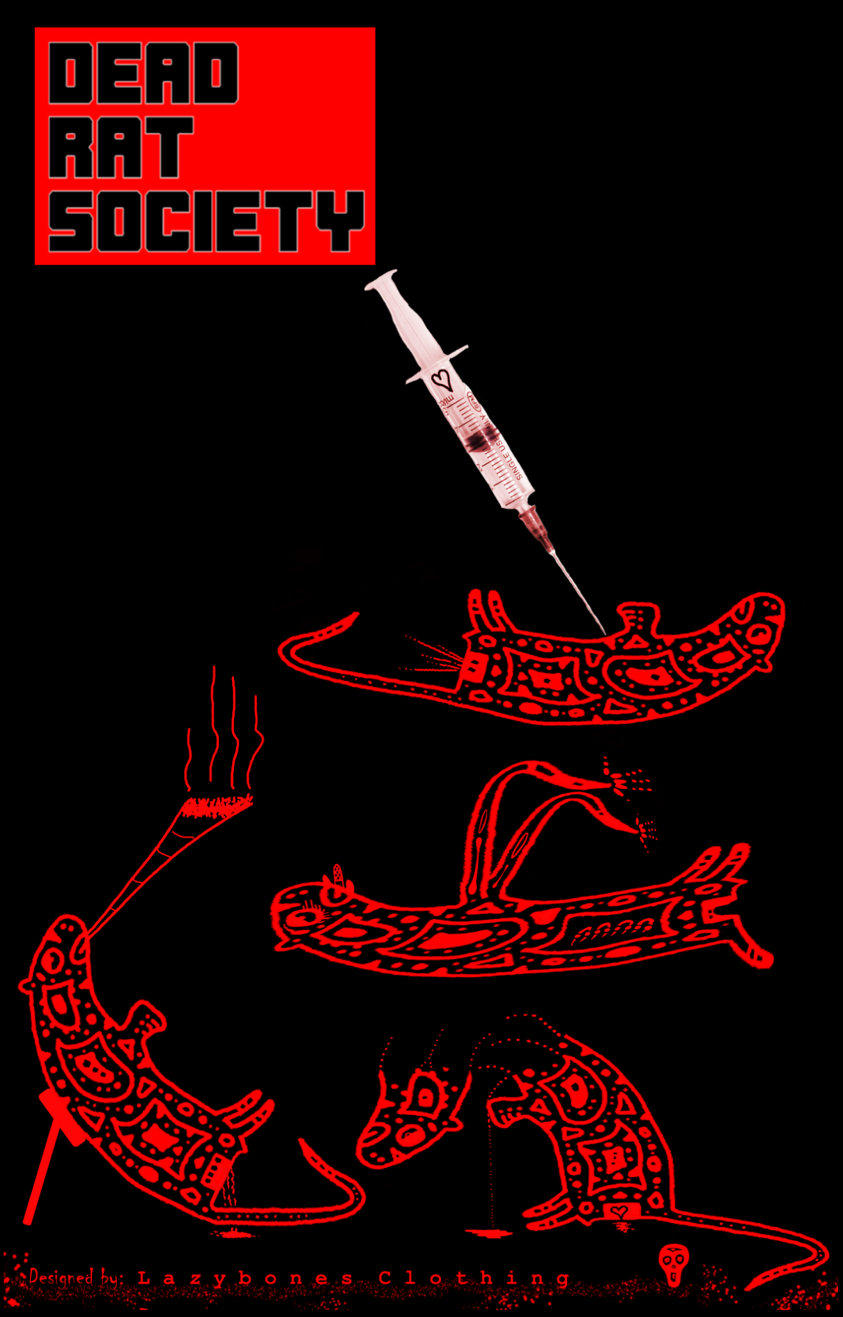 Dead Rat Society (Black Death T-shirt) - Red Artwork