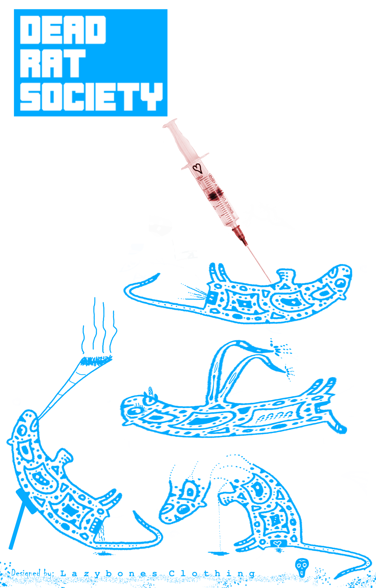Dead Rat Society (Powder White T-shirt) - Blue Artwork