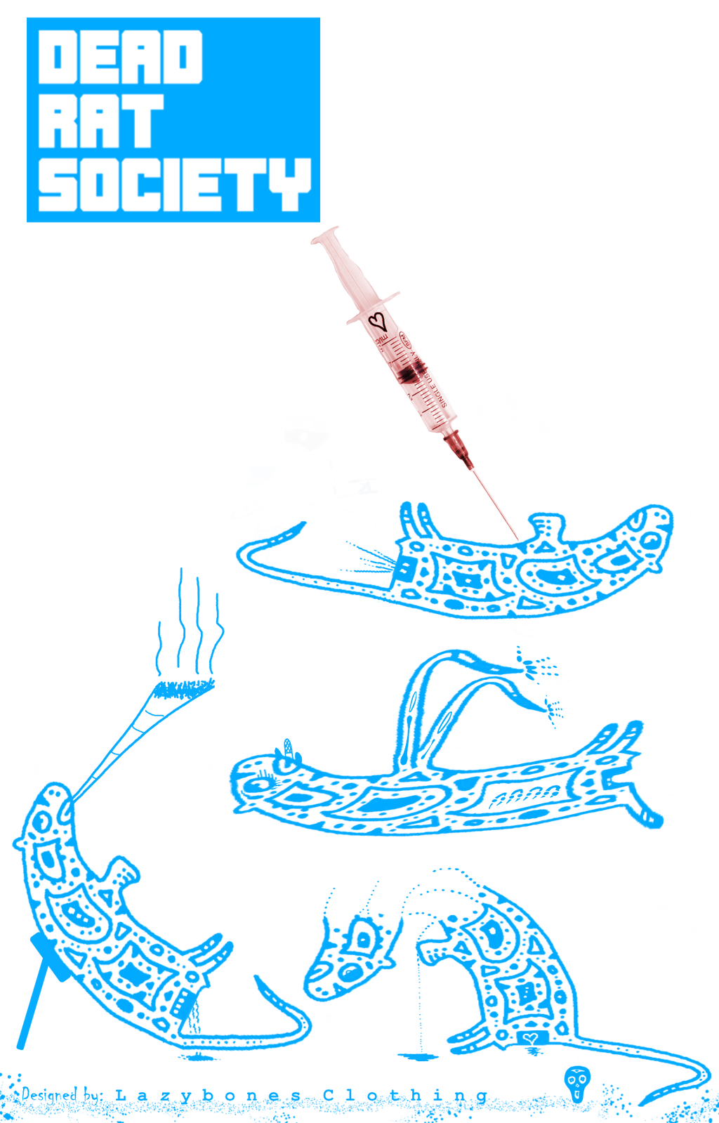 Dead Rat Society (Powder White T-shirt) - Blue Artwork