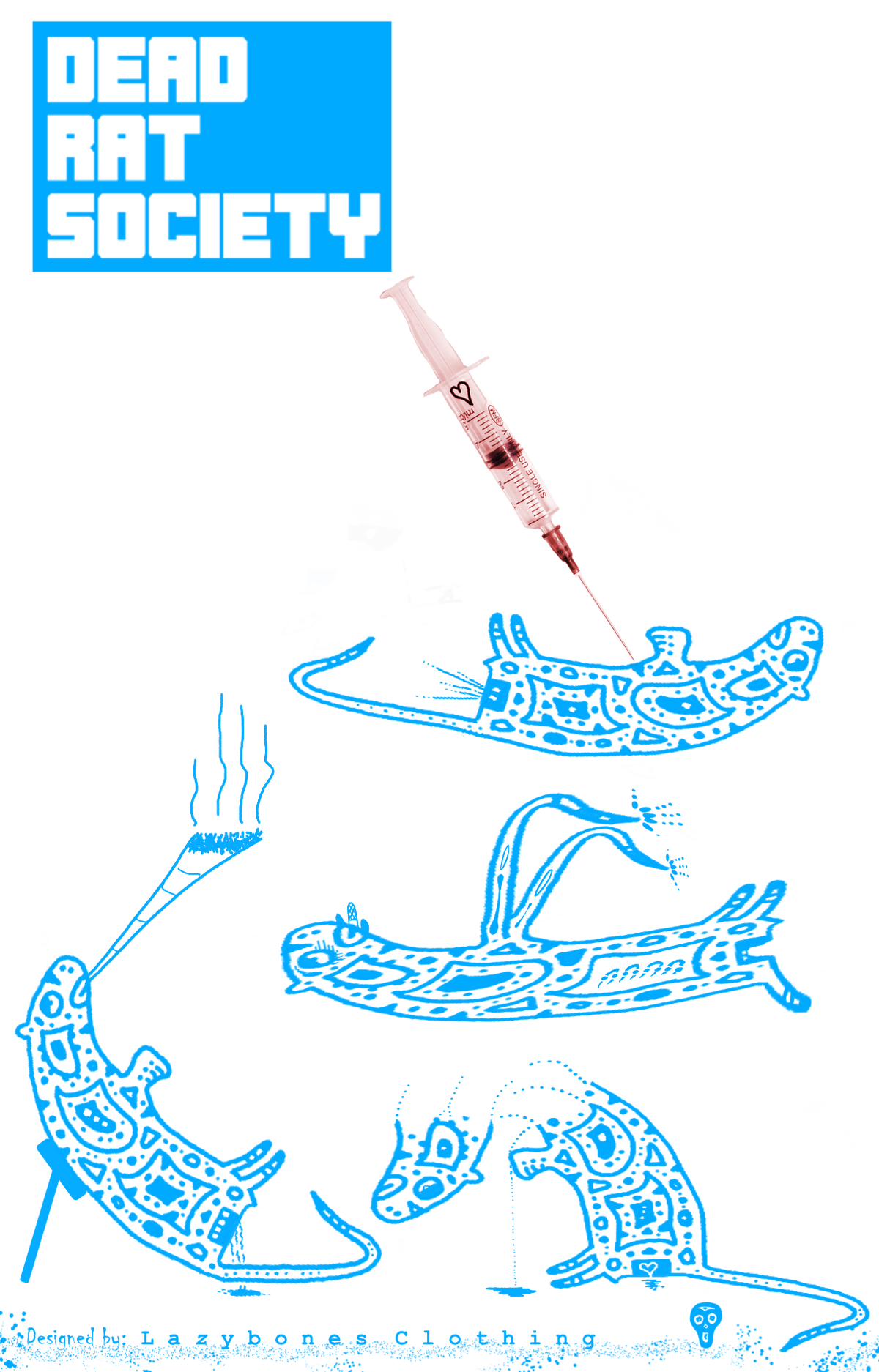Dead Rat Society (Powder White T-shirt) - Blue Artwork