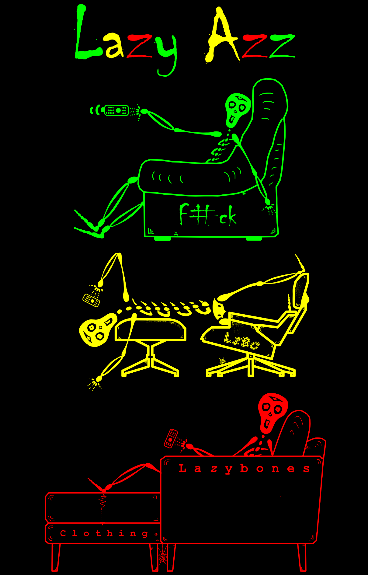 Lazy Azz F#ck Long Sleeve T-shirt - GYR Artwork