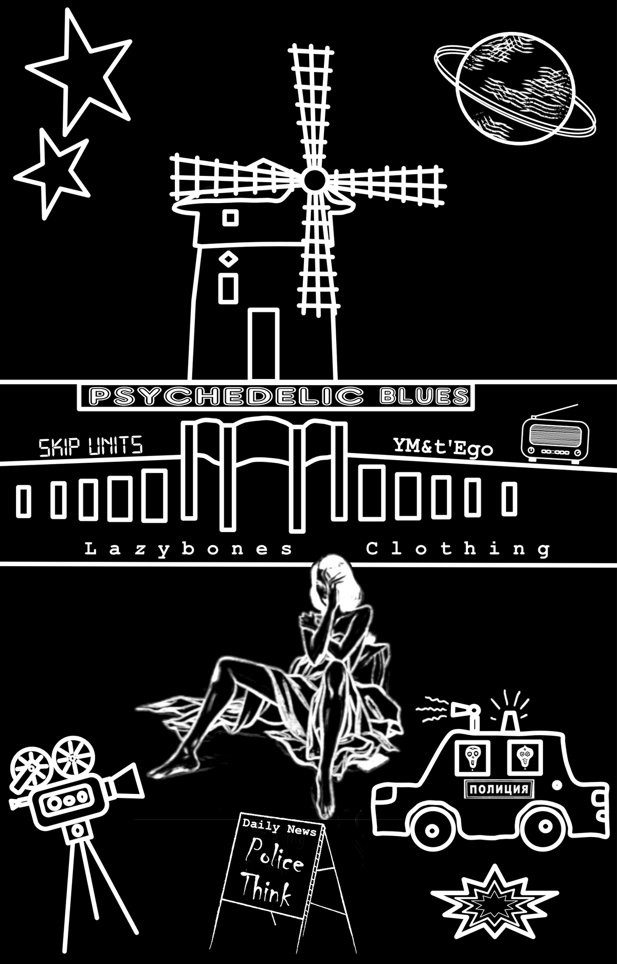 Psychedelic Blues T-shirt - White Artwork