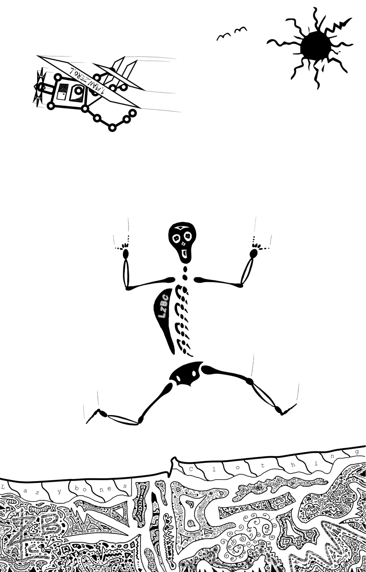 Feel the thrill of the dive with our skydiving skeleton T-shirt!

Crafted from soft organic cotton, this design features a daring skeleton freefalling from a plane, hands raised in a rock symbol.

Ethically made and sustainably sourced, this T-shirt combines rebellious spirit with eco-conscious style.

With a classic round crew neck and a design that screams adventure, wear it and rock your world with every jump!