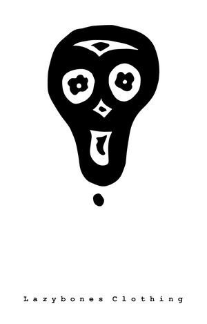 One big skull with the words Lazybones Clothing below. This the file that is printed onto the garment.