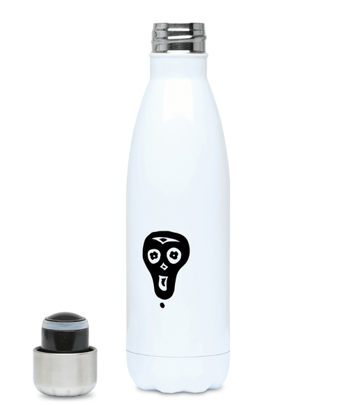 LzBc Accessories & Homeware Stainless Steel / White 500ml Water Bottle with a lazybones Skull