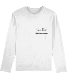 A white organic cotton long-sleeve T-shirt with "LZBC" printed on the front in bold lettering. Below the logo, the phrase "Forget About It" is subtly placed, adding a hint of mystery. Ethically made and sustainably sourced, this minimalist yet intriguing design invites curiosity, blending simplicity with a touch of attitude.