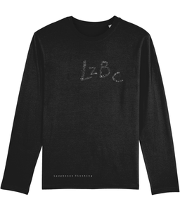 Long sleeve black t-shirt with the brand's initials, 'LzBc,' spray-painted in a bold, graffiti style on the front, adding a striking and urban-inspired touch